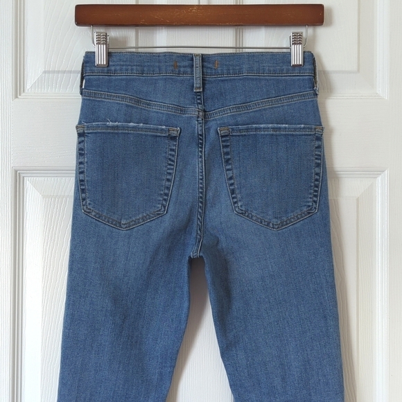 Free People Distressed Medium Wash High Waisted Ankle Cropped Skinny Jeans 26 - Picture 5 of 14